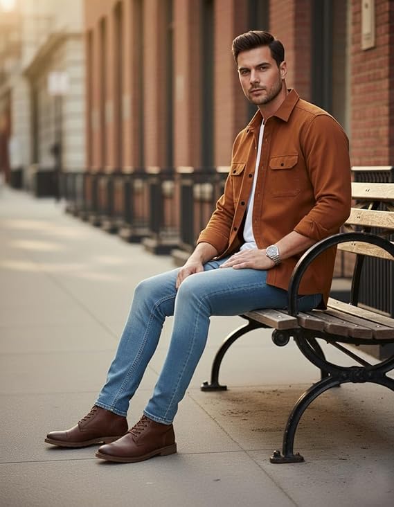 DEELMO Men’s Stylish Cotton Blend Casual Shirt || Full Sleeve Button-Down Shirt with Dual Flap Pockets || Comfortable Breathable Fabric || Perfect for Casual Office and Outing Wear - Image 4